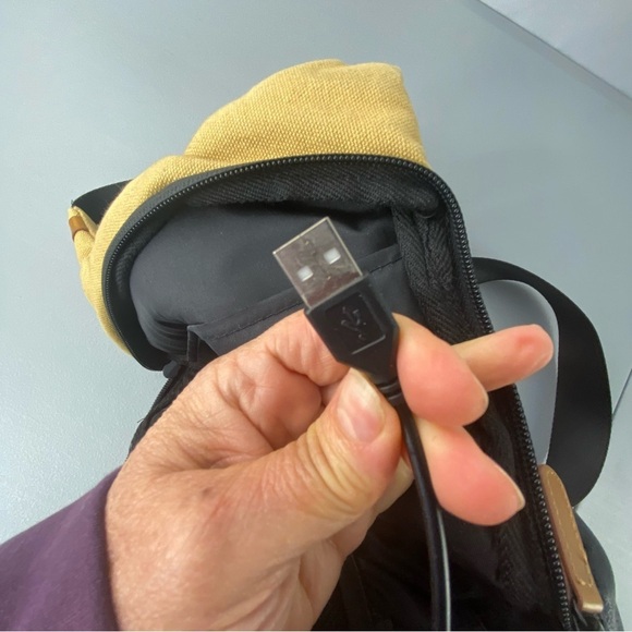 Apex tan crossbody sling travel festival bag with charger connection - Picture 8 of 15